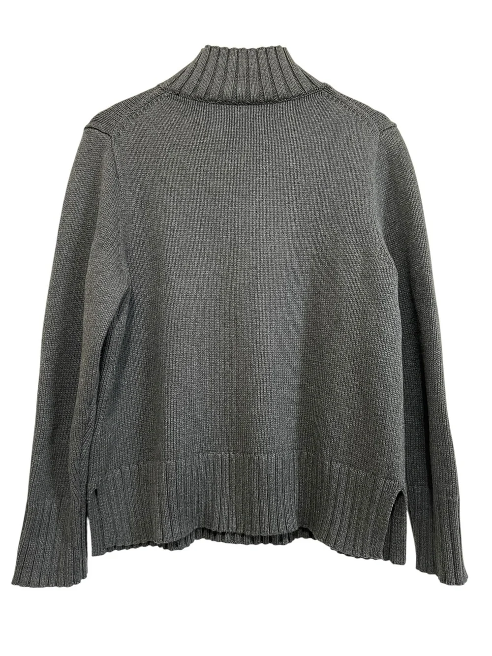 J. Crew Dark Gray Mock Neck Women's Cotton Knit Pullover Sweater Large